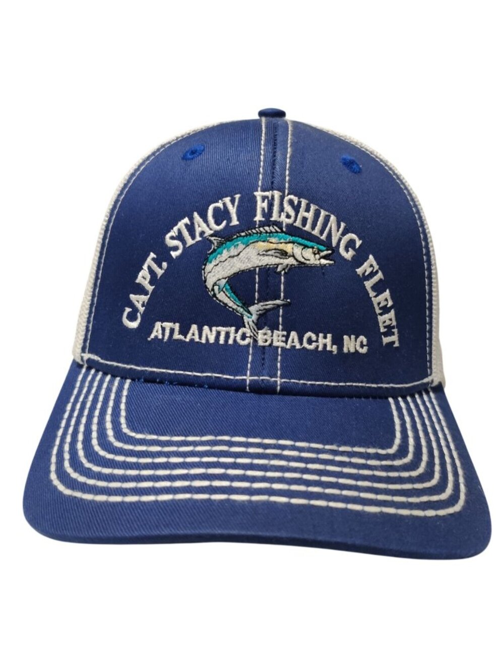 Capt Stacy Fishing Fleet Trucker Hat Atlantic Beach NC Snapback Mesh Cap Charter